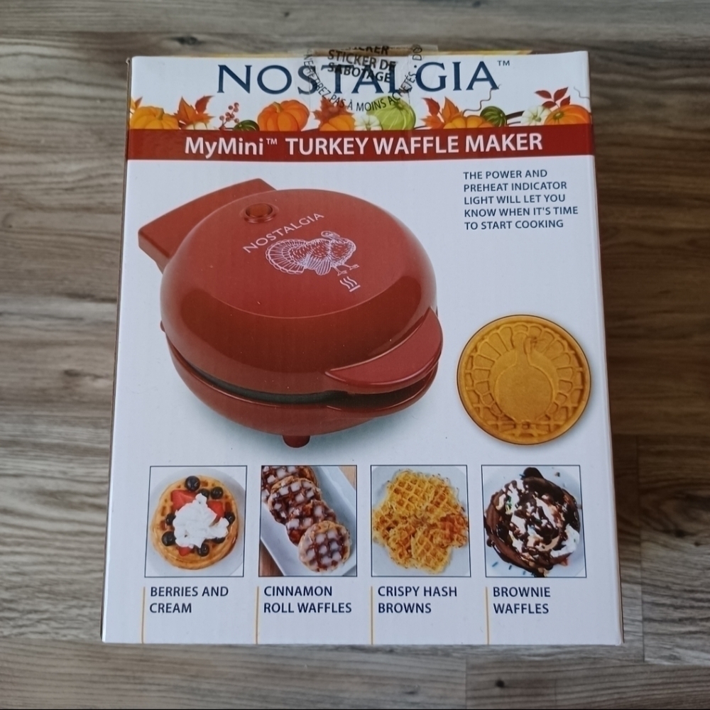 Nostalgia My Mini Turkey Waffle Maker New